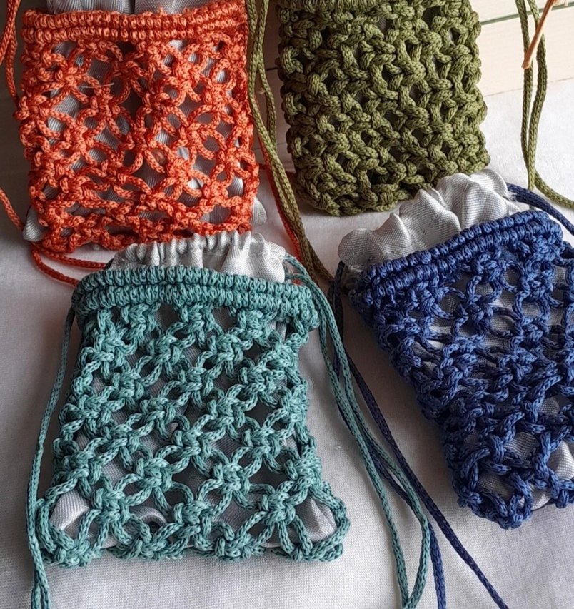 Bohem Örgü İpli airpot çantası /kese - Görsel 3