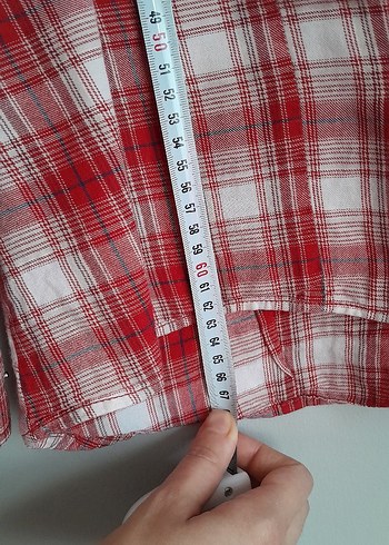 Kadın Kırmızı Ekose Gömlek - Görsel 3
