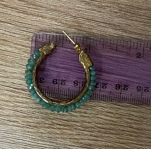 Zümrüt taşlı gümüş tasarım küpe yüzük seti - Görsel 8