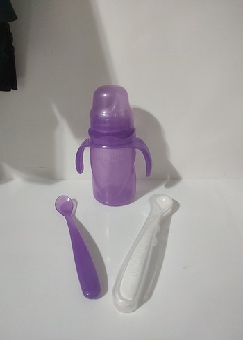 mamajoo Mor Bebek Biberonu ve Kaşık Seti