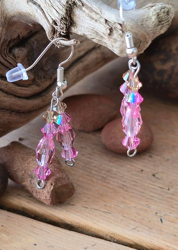 Pembe Boncuklu Midi Küpe - Görsel 7