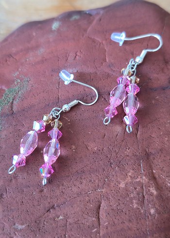 Pembe Boncuklu Midi Küpe - Görsel 5