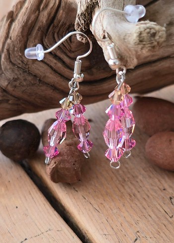 Pembe Boncuklu Midi Küpe - Görsel 3