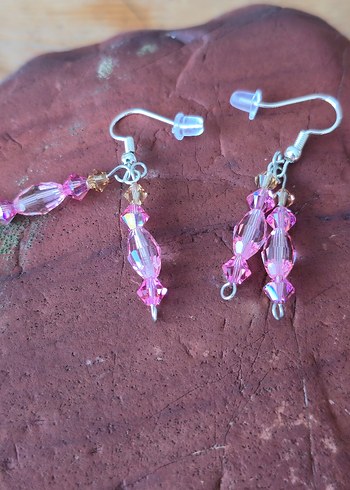 Pembe Boncuklu Midi Küpe - Görsel 4