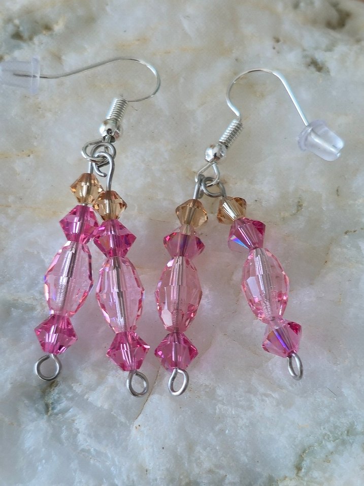 Pembe Boncuklu Midi Küpe - Görsel 2