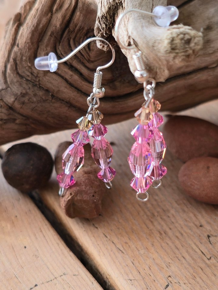 Pembe Boncuklu Midi Küpe - Görsel 3