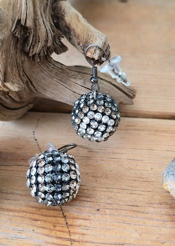 Vintage Mini Boncuklu Gri Küpeler - Görsel 11