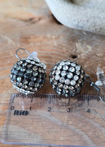 Vintage Mini Boncuklu Gri Küpeler - Görsel 3