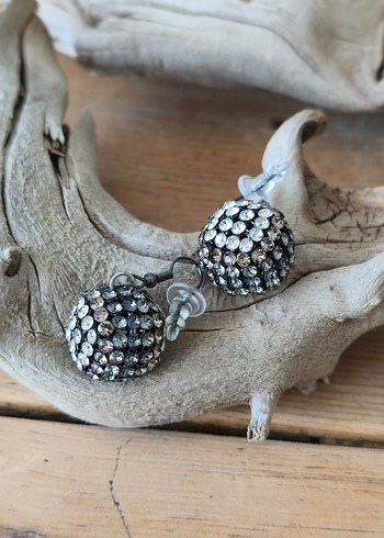 Vintage Mini Boncuklu Gri Küpeler - Görsel 5