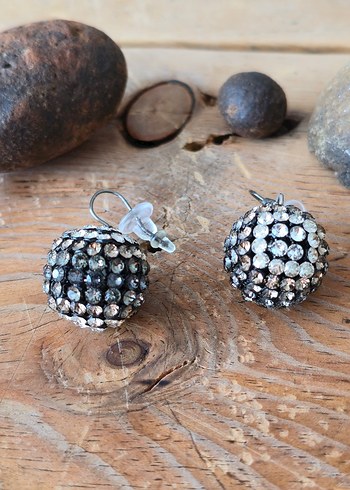 Vintage Mini Boncuklu Gri Küpeler - Görsel 7