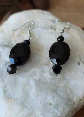 Siyah Boncuklu Gotik Midi Küpe - Görsel 2