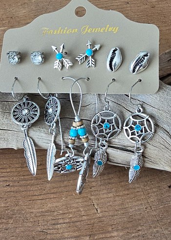 Bohem Tarzı Boncuklu Turkuaz Küpe Seti - Görsel 4