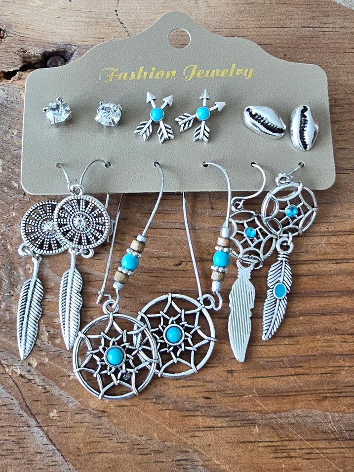 Bohem Tarzı Boncuklu Turkuaz Küpe Seti - Görsel 3