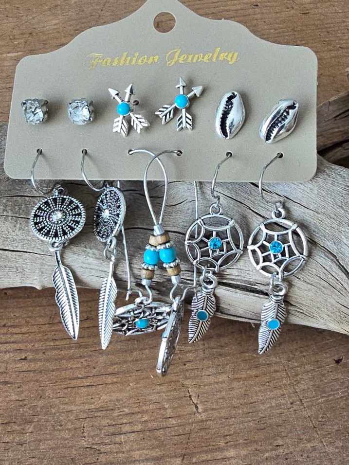 Bohem Tarzı Boncuklu Turkuaz Küpe Seti - Görsel 4