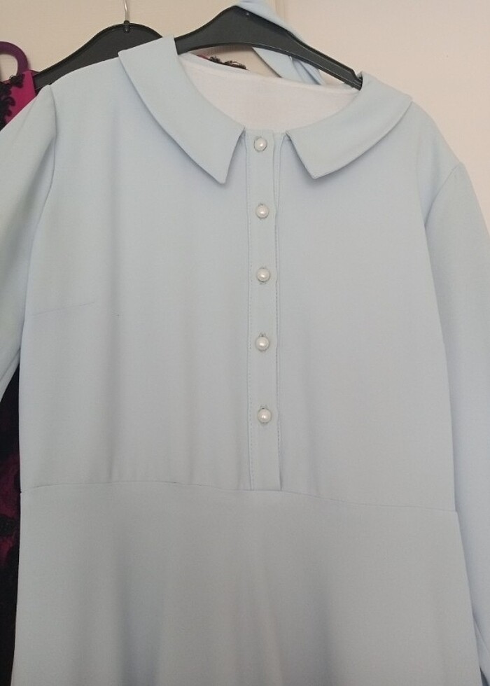 Bebe mavisi tesettür elbise  - Görsel 2