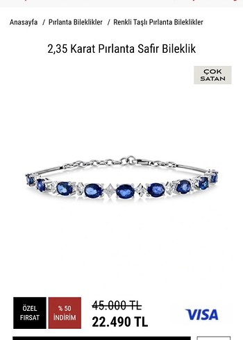 D Diamond Pırlanta ve Safir Taşlı Bileklik