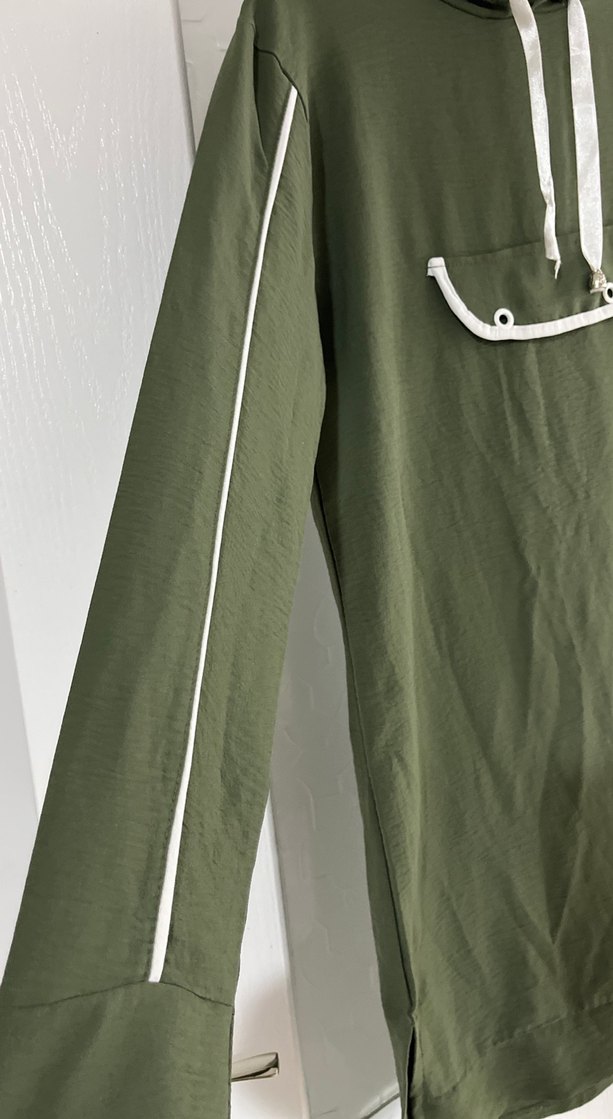 Kadın Haki Kapüşonlu Uzun Kollu Tunik - Görsel 3