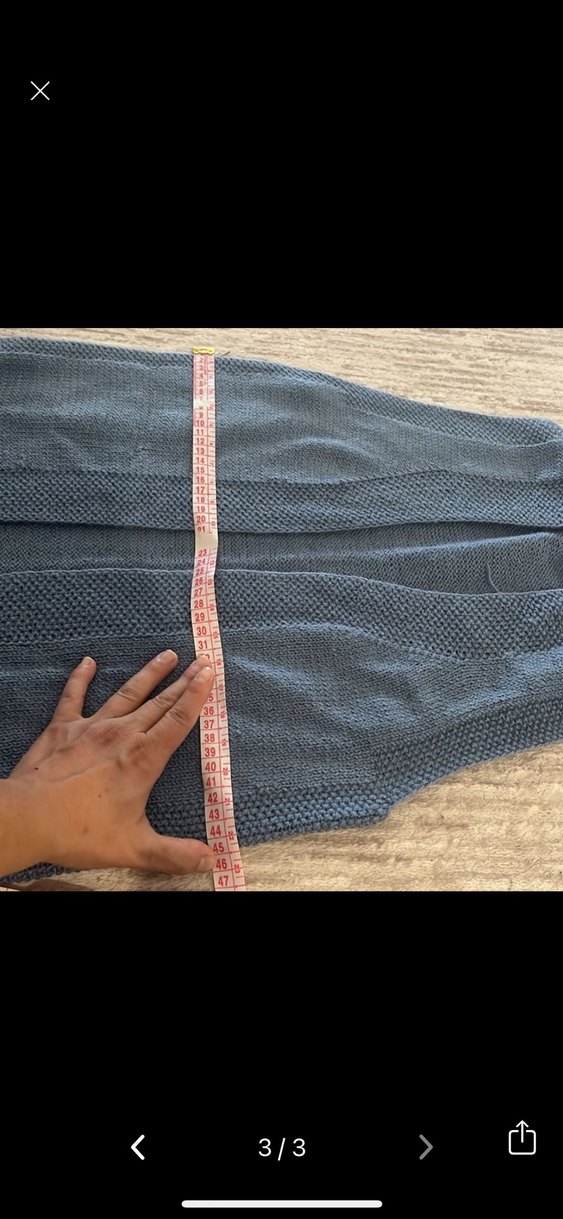 Mavi Örgü Kadın Yelek - Görsel 3