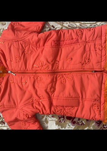 Kız Çocuk Kapüşonlu Nakışlı Mont - Görsel 2