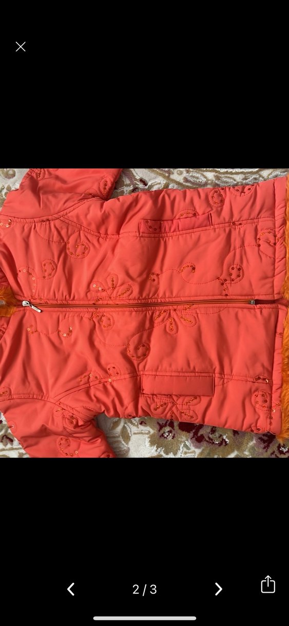 Kız Çocuk Kapüşonlu Nakışlı Mont - Görsel 2