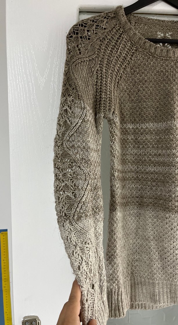 Bej Triko Bohem Tarz Kadın Kazak - Görsel 2