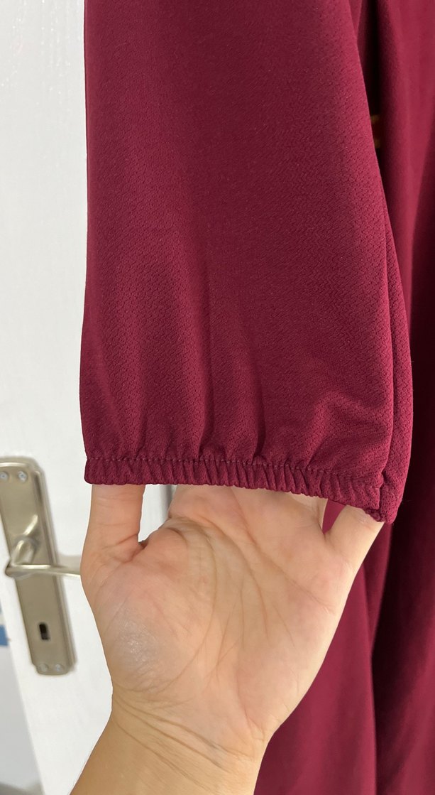 Bordo Nakışlı Uzun Elbise - Görsel 4