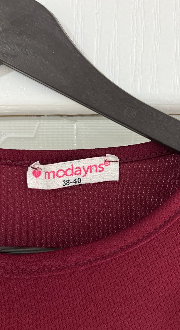 Bordo Nakışlı Uzun Elbise - Görsel 2