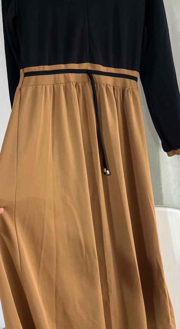 Kahverengi siyah elbise - Görsel 3