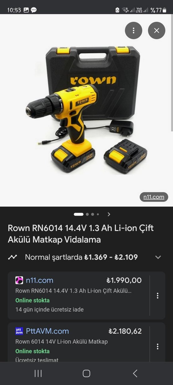 Rown RN6014 Sarı Kablosuz Matkap - Görsel 5