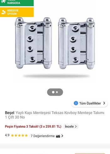 Yaylı Kapı Menteesi Teksas Kovboy Menteşe Takımı - Görsel 4