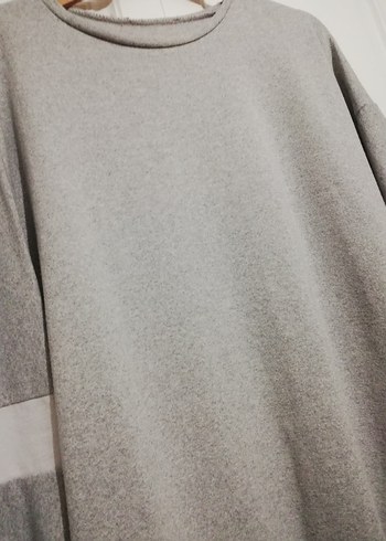 Gri Uzun Kollu Salaş Kadın Elbise - Görsel 2