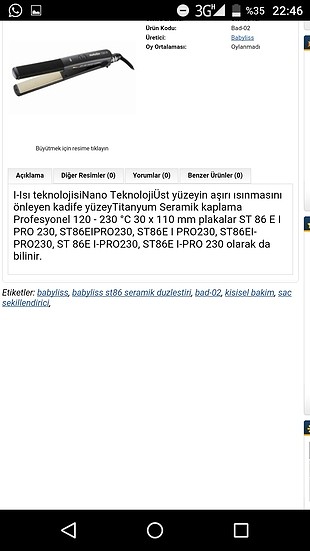 Babyliss saç düzleştiricisi