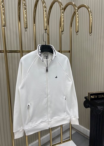 l Beden beyaz Renk BEYMEN Beyaz Fermuarlı Erkek Sweatshirt