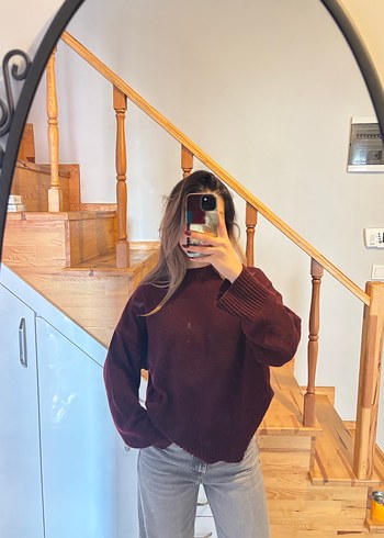 Bordo Kadın Triko Kazak - Görsel 2