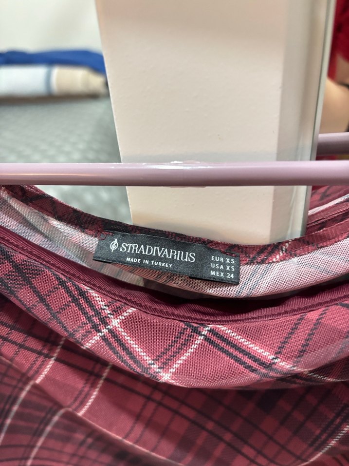 Stradivarius Bordo Drapeli Uzun Kollu Kadın Bluz - Görsel 3