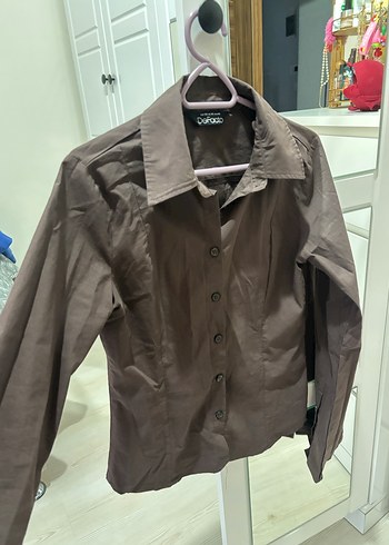 Belden Oturmalı Kahverengi Uzun Kollu Kadın Gömlek - Görsel 3