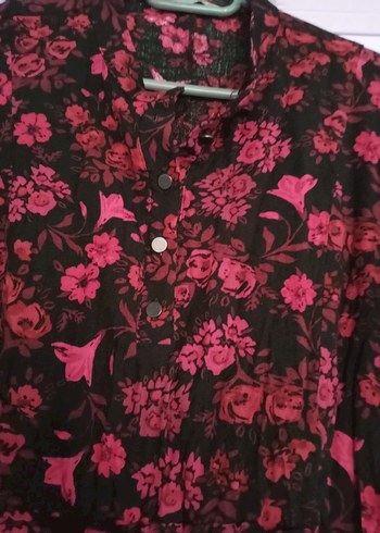 Kırmızı Çiçekli Uzun Kollu Uzun Elbise - Görsel 2