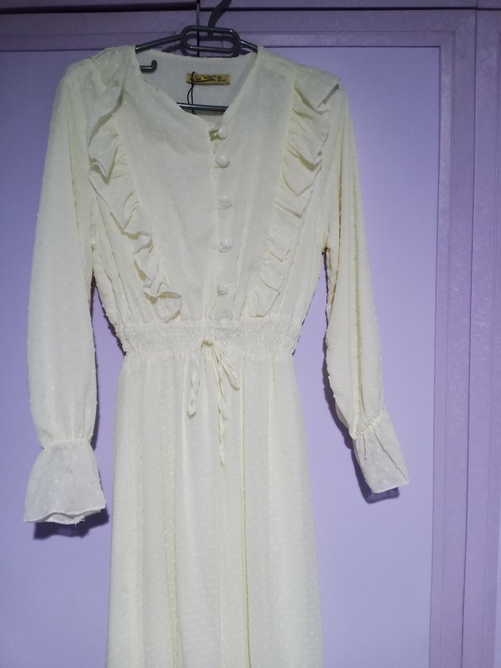 limon sarısı elbise - Görsel 2