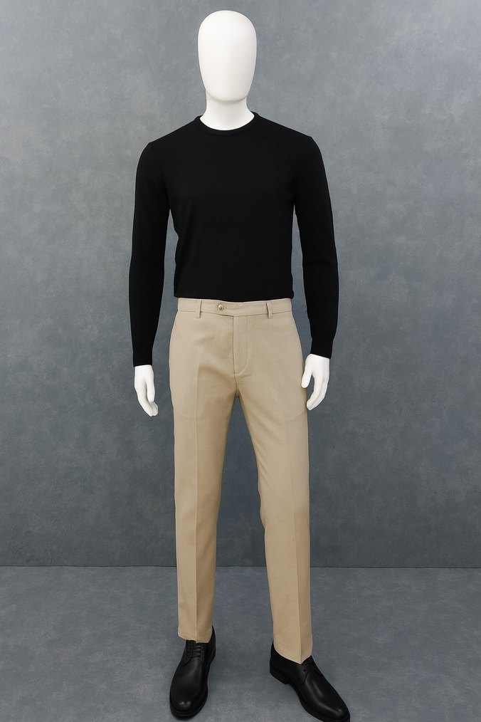 Bej Pamuklu Regular Fit Erkek Pantolon - Görsel 2