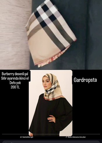 Burberry Desenli Drapeli Siyah Kadın Şal - Görsel 2