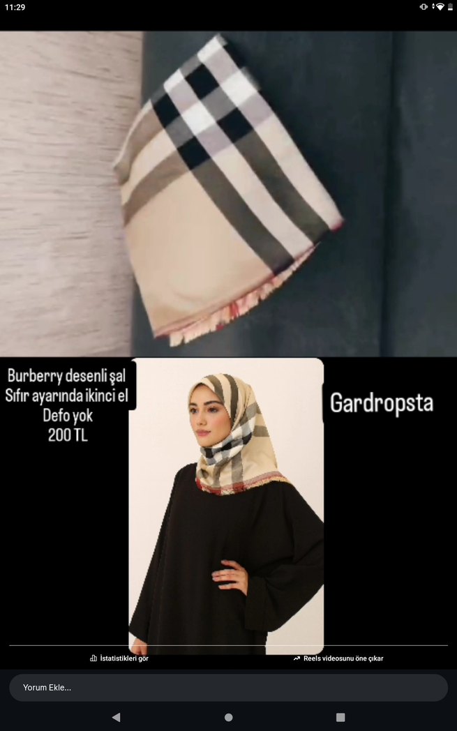 Burberry Desenli Drapeli Siyah Kadın Şal - Görsel 2