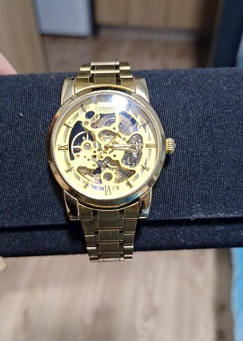 Parlak Altın Renk Modern Klasik Erkek Saati - Görsel 2