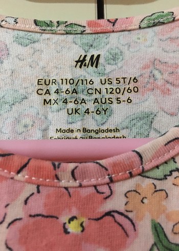 6 Yaş Beden pembe Renk Kız Çocuk Pembe Çiçekli Kolsuz Elbise