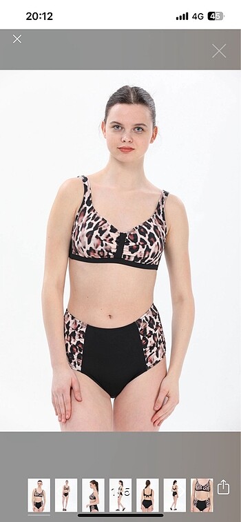 Leopar desenli toparlayıcı bikini takımı