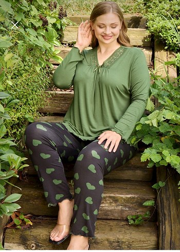 Leopar Desenli Uzun Kollu Kadın Pijama Takımı - Görsel 3