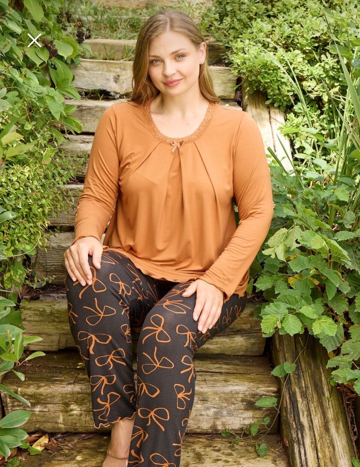 Leopar Desenli Uzun Kollu Kadın Pijama Takımı - Görsel 2