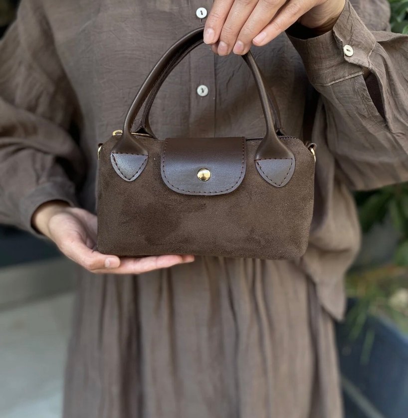 Kahverengi Süet Kadın El Çantası - Görsel 3