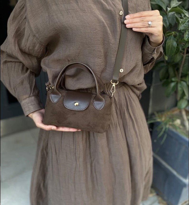 Kahverengi Süet Kadın El Çantası - Görsel 2