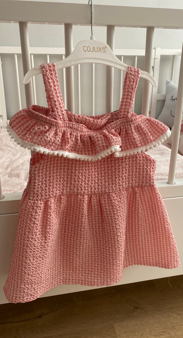 Pembe Kız Çocuk Fırfırlı Elbise - Görsel 2