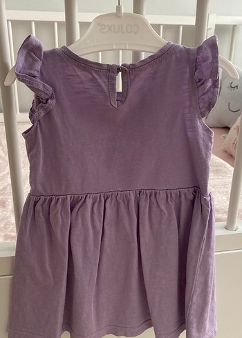 Mor Kız Çocuk Fırfırlı Pamuklu Elbise - Görsel 2